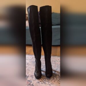 Black Over The Knee Suede Boots
